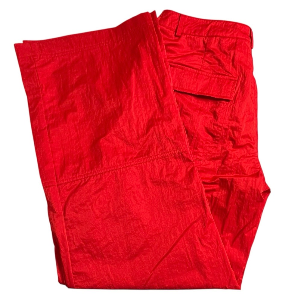 Princess Polly Womens 8 Red Nylon Polyester High Rise Wide Leg Windbreaker Pants